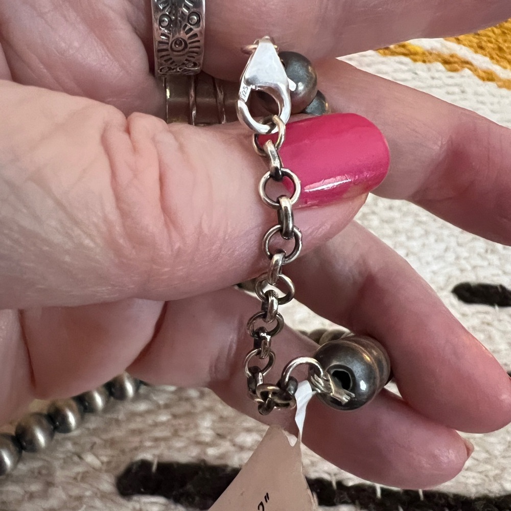 ❤️ 8mm 20+2” Desert Pearls Ethnic Navajo Style Southwestern Oxidized 925 27.9Gm - Picture 7 of 12